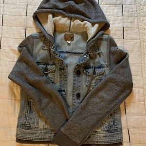 American Eagle Hybrid Hooded Denim Jacket